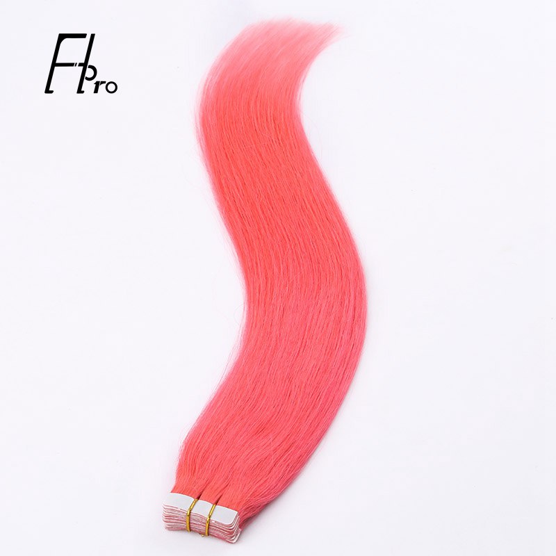 Premium Virgin Hair Pink Color Tape Hair Extensions Straight 18 inches